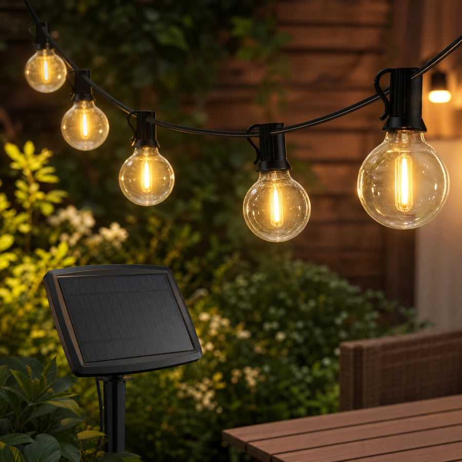 Guirlande Solaire Extérieur 27 Pieds avec Ampoules Rétro - OBJETS VARIES