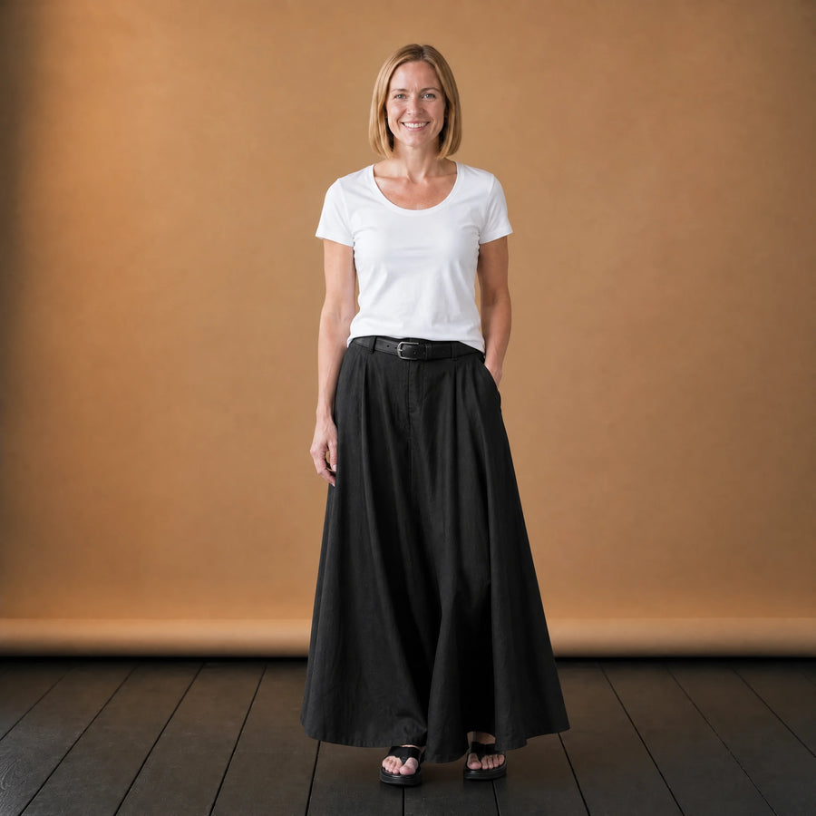 Jupe Longue Noire Coton Vintage - VETEMENT Studio FEMME