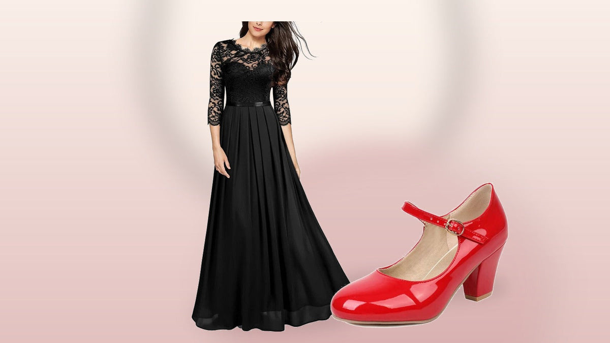 Robe noire et escarpin rouge pour composer un look inspiré d’Édith Piaf Bild