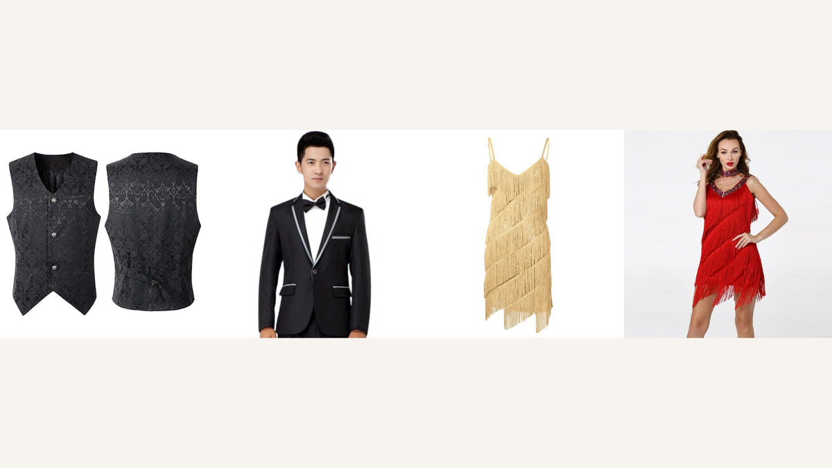 Fred Astaire et Ginger Rogers : smoking noir, gilet ajusté et robes à franges pour composer un duo rétro chic Bild