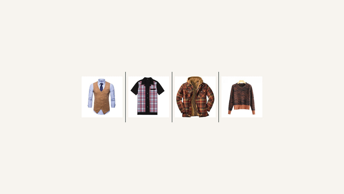 Gilet, chemise, veste à carreaux et pull pour composer un style vintage homme Bild