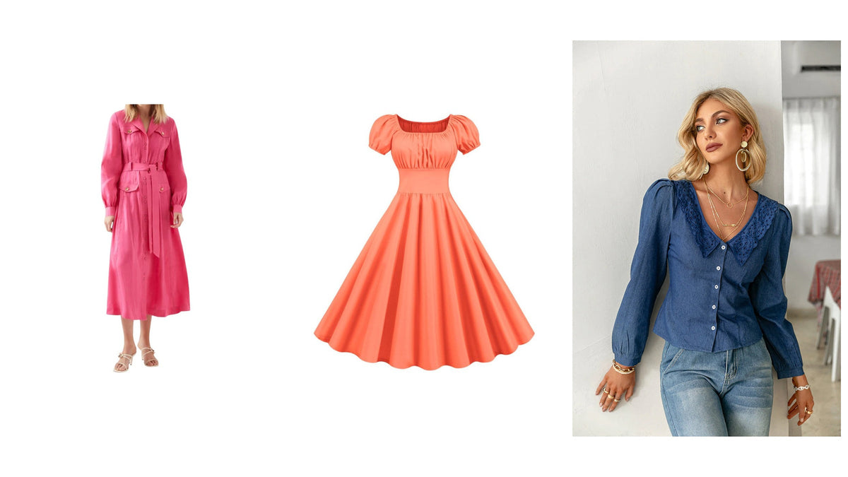 Trois silhouettes aux aplats rose, orange et bleu pour composer une tenue inspirée par la couleur chez Henri Matisse Bild