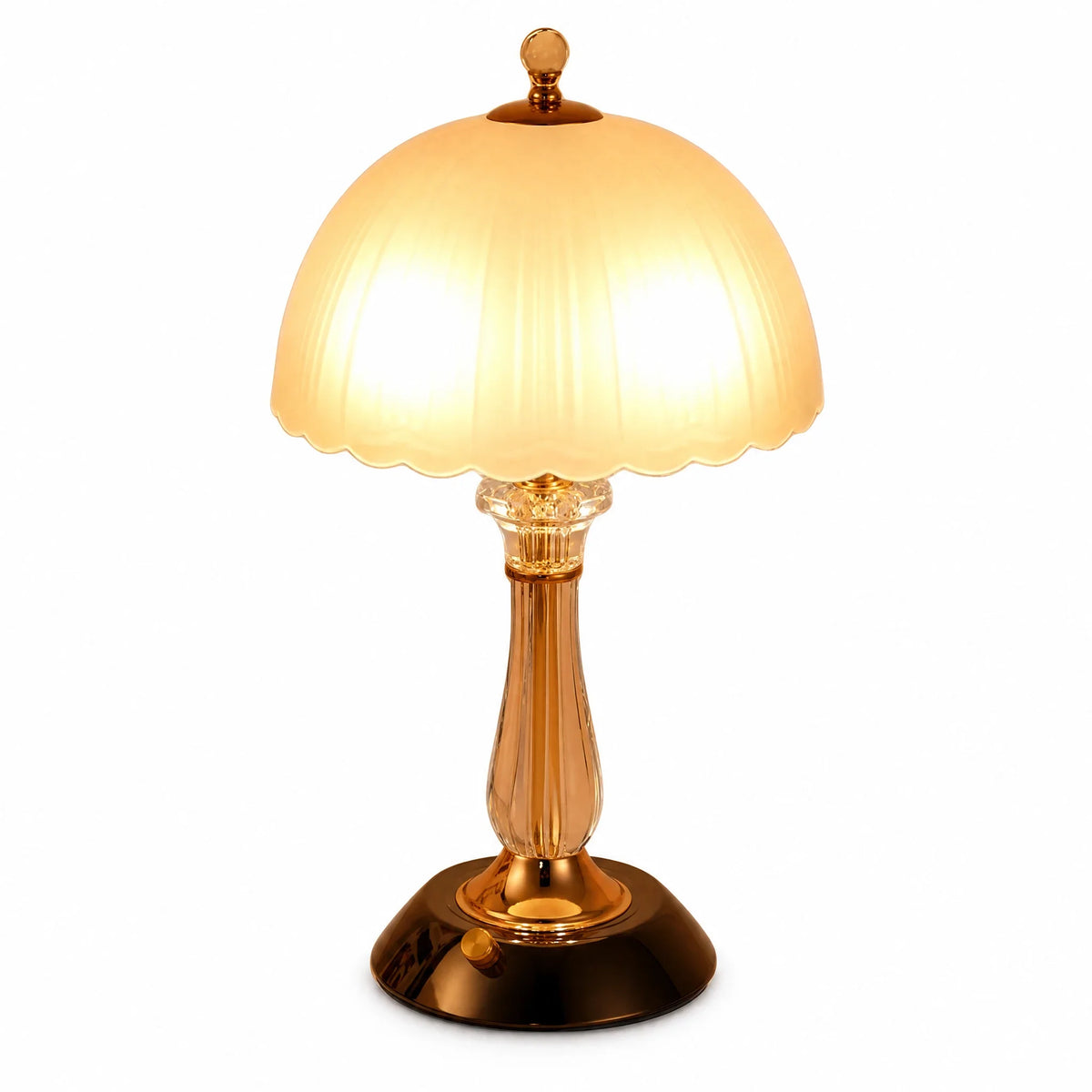 Lampe vintage à poser, abat-jour en verre ambré Bild