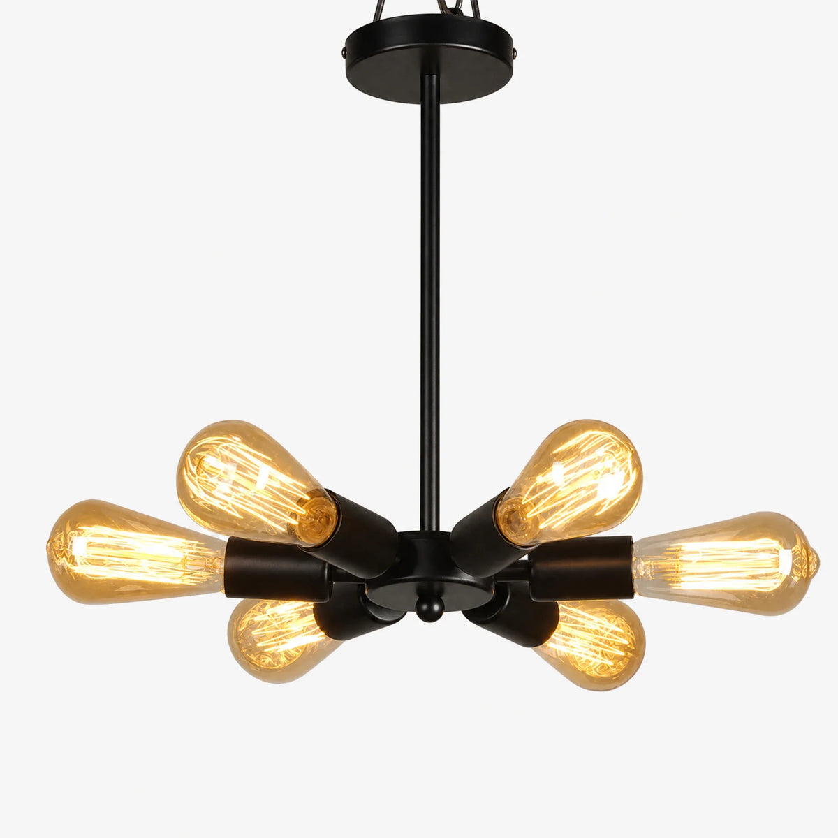 Lustre industriel vintage à 6 bras en métal noir Bild