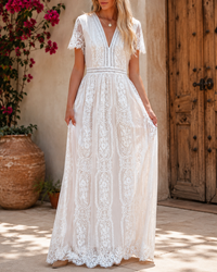 Vintage Weißes Maxikleid