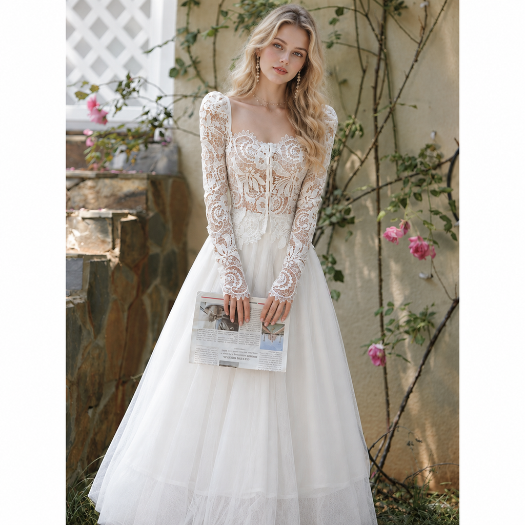 Vintage Zweiteiliges Hochzeitskleid
