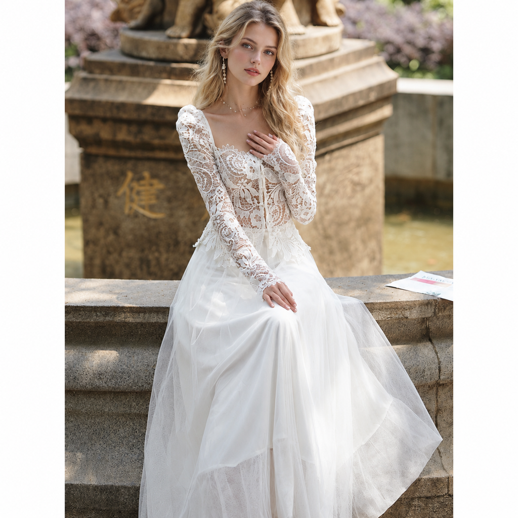 Vintage Zweiteiliges Hochzeitskleid