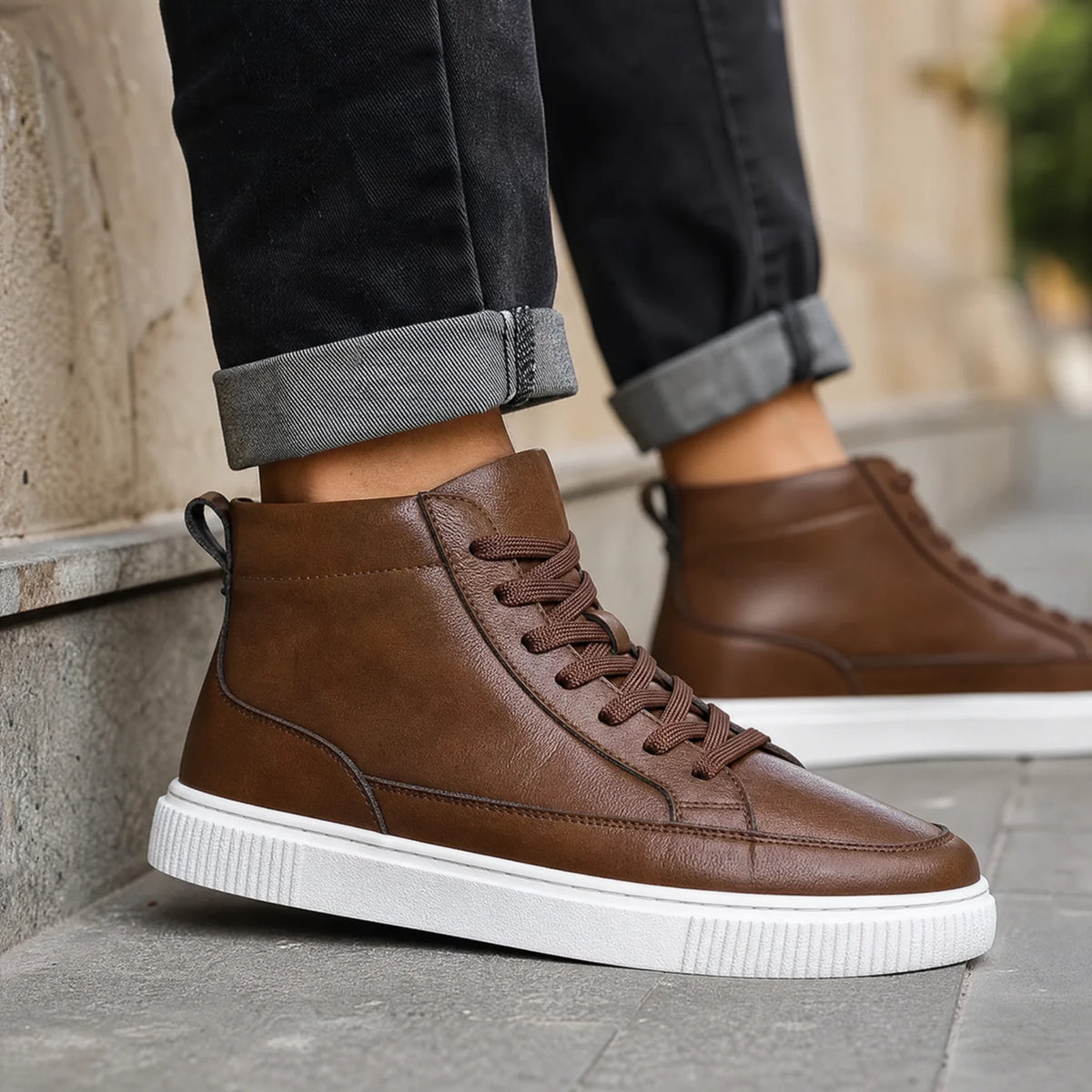 Basket Montante Cuir Homme Vintage - Utilisation GLOBALE