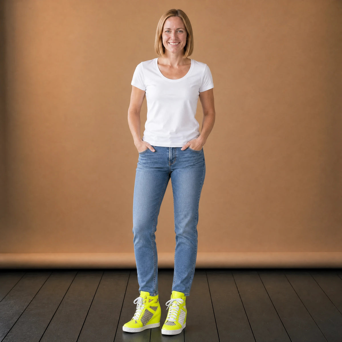 Baskets compensées femme jaune fluo à lacets - VETEMENT Studio FEMME