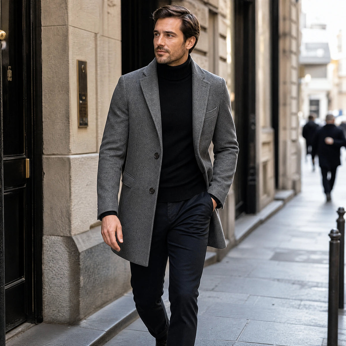 Blazer Vintage à Revers Longs pour Hommes de Couleur Unie - Utilisation GLOBALE