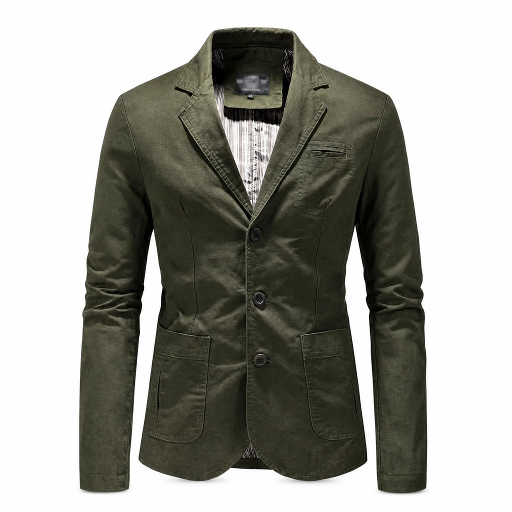 Blazer vintage de couleur unie à revers pour hommes - image principale