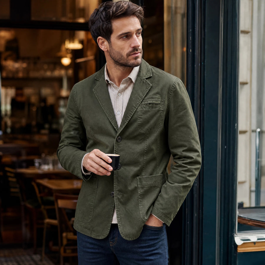 Blazer vintage de couleur unie à revers pour hommes - Utilisation GLOBALE
