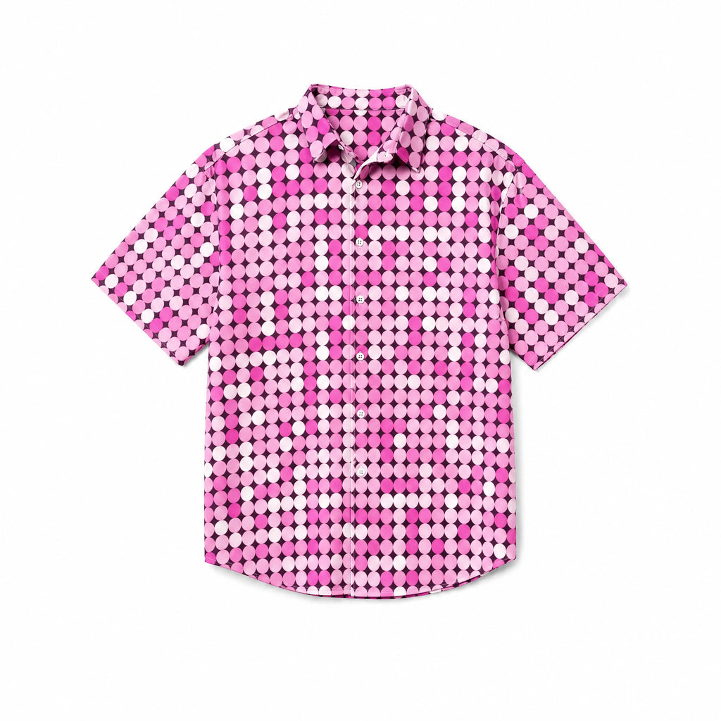 Chemise disco homme rose à motif géométrique - image principale