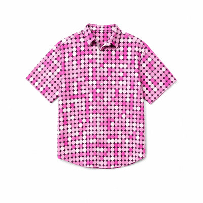 Chemise disco homme rose à motif géométrique - image principale