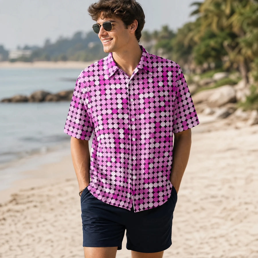 Chemise disco homme rose à motif géométrique - Utilisation GLOBALE
