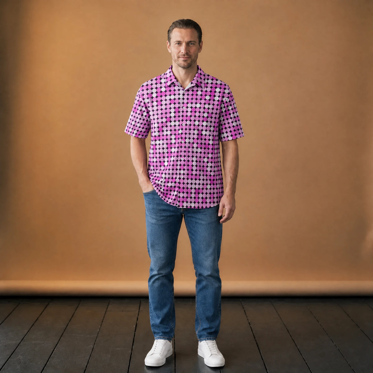 Chemise disco homme rose à motif géométrique - VETEMENT Studio HOMME