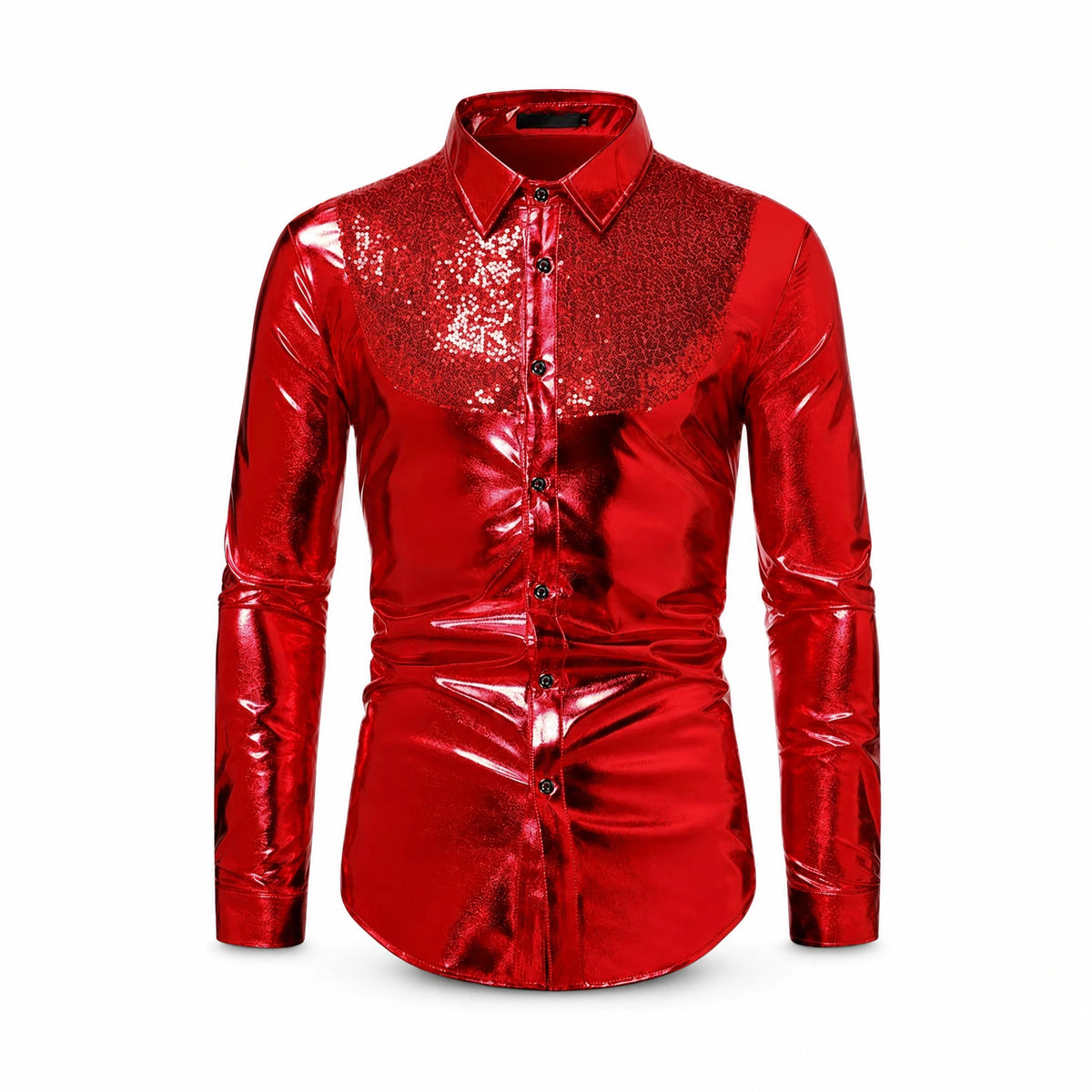 Chemise disco paillettes homme effet métallisé - image principale