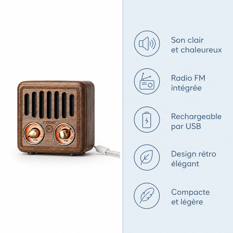 Enceinte Bluetooth Vintage Bois Format Radio Rétro - Bénéfices produit