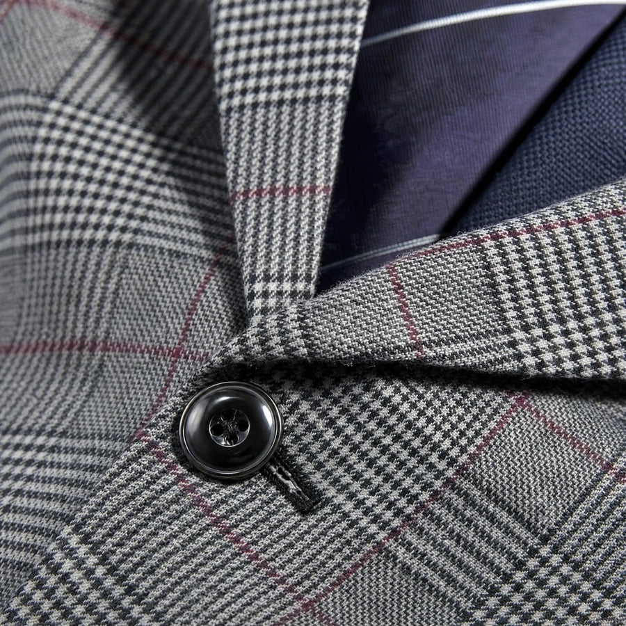 Gilet de costume à carreaux pour sorties - close-up détail matière
