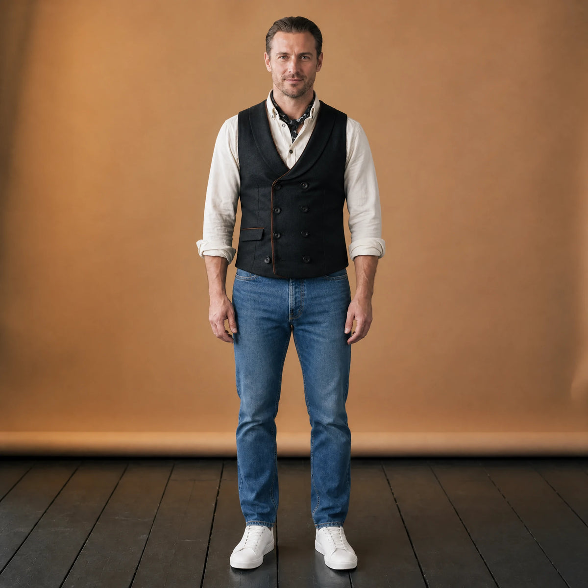 Gilet de costume vintage à revers de couleur unie vintage - VETEMENT Studio HOMME