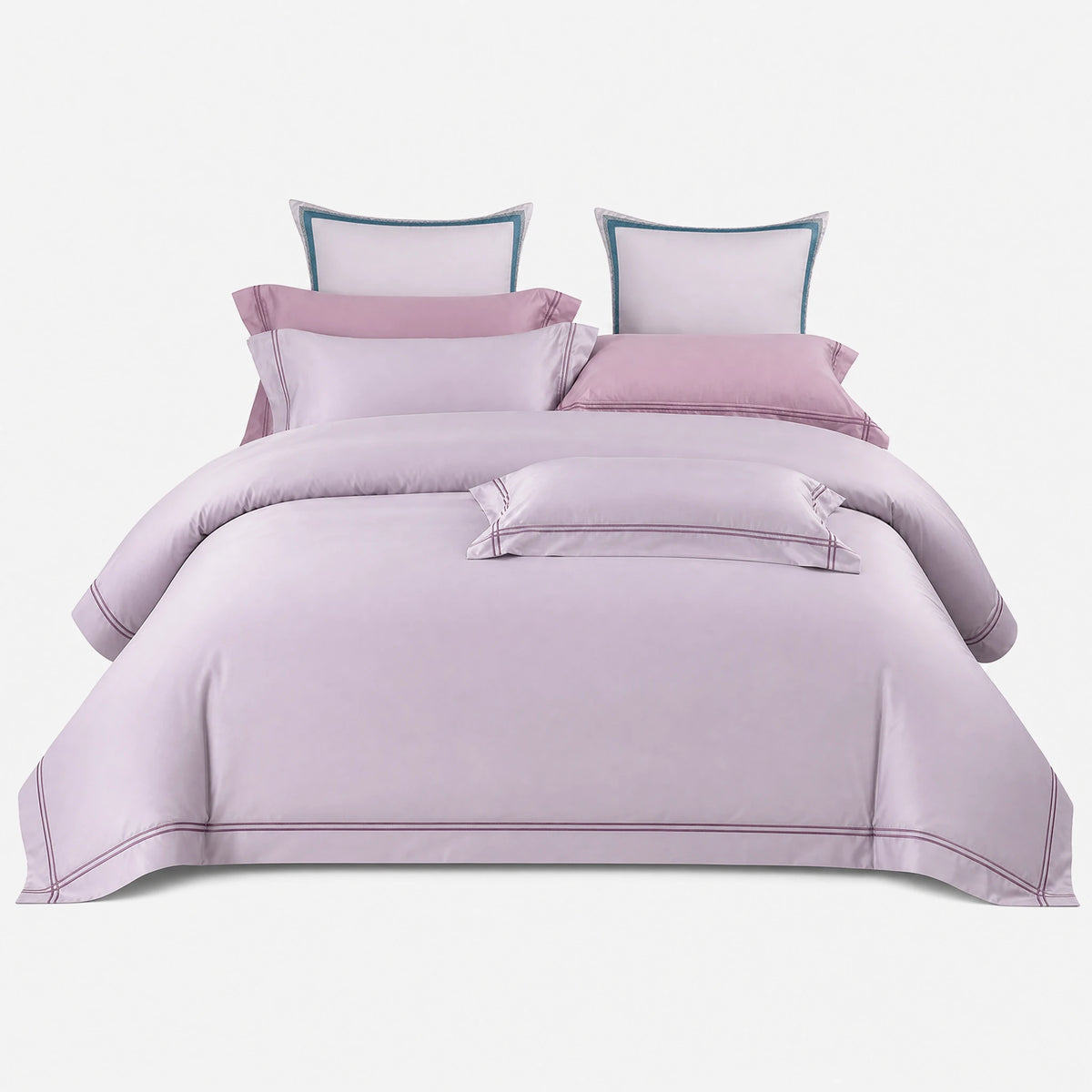 Housse de Couette Satin avec Passepoil Décoratif - Mer bleue / 1.2M / Drap-housse … (4 tailles)