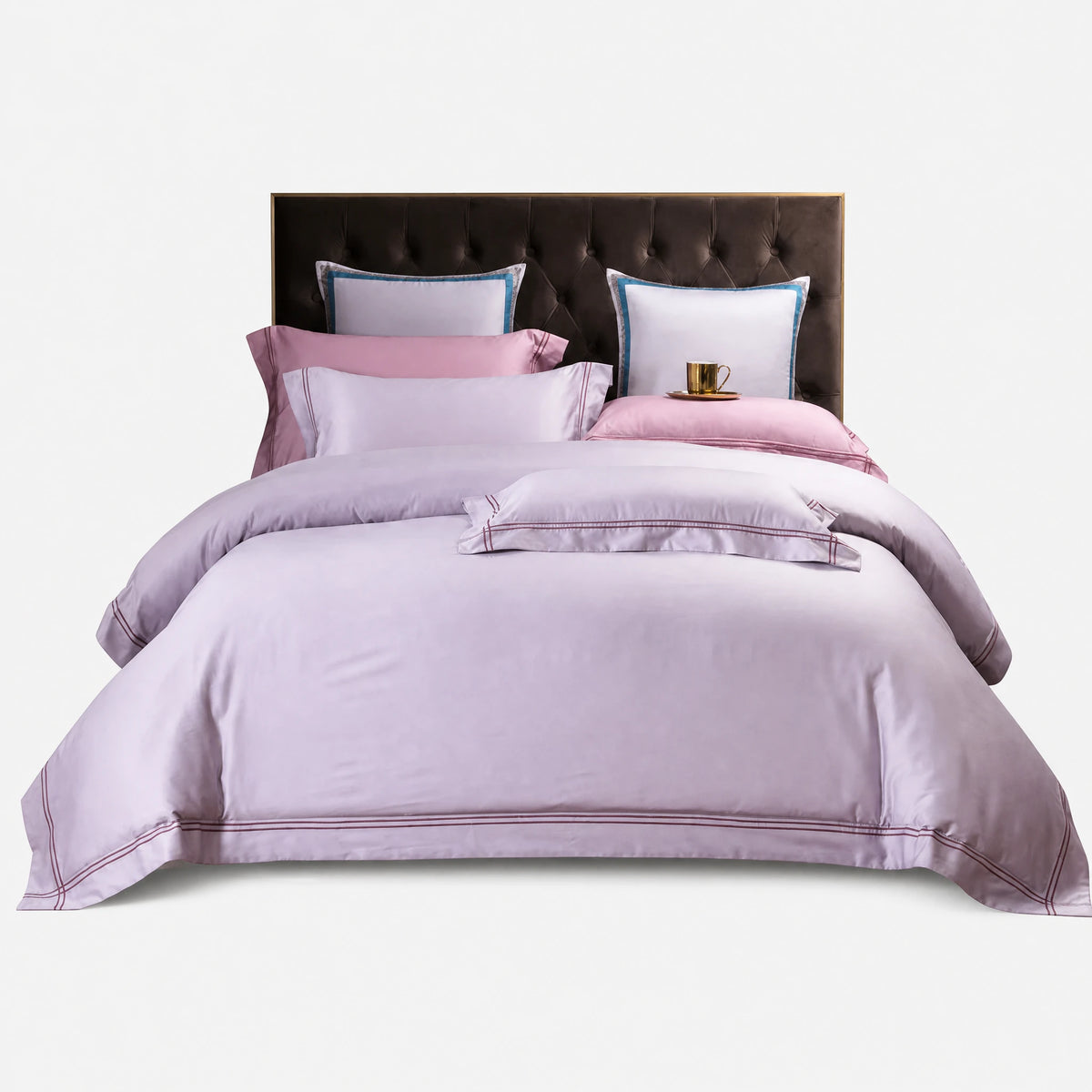 Housse de Couette Satin avec Passepoil Décoratif - Mer bleue / 1.2M / Drap plat … (4 tailles)