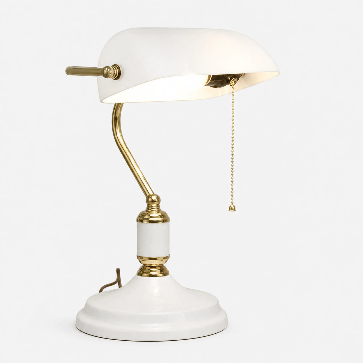 Lampe de Bureau Vintage à Abat-jour Ovale et Interrupteur Chaînette - Blanc / EU plug / 85-265V