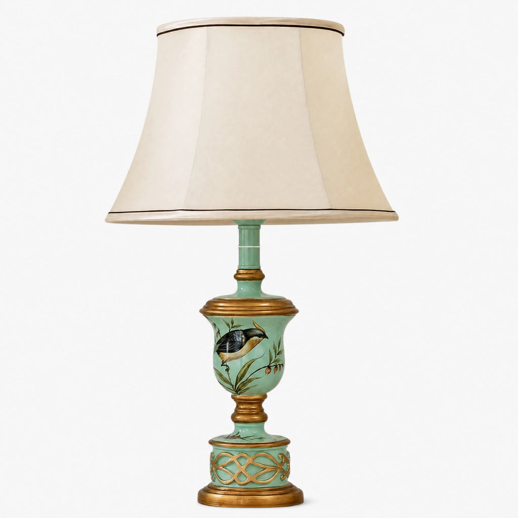 Lampe de chevet vintage à motifs peints et dorure - image principale