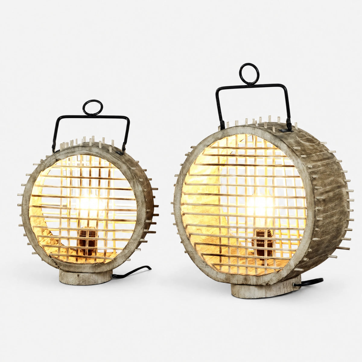 Lanterne Décorative Vintage en Bois avec Grillage - image principale
