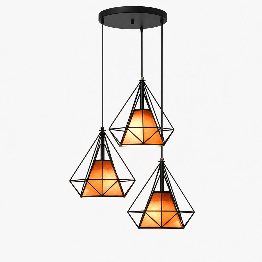 Lustre Suspension Géométrique en Fer avec Abat-jour Chaud - image principale