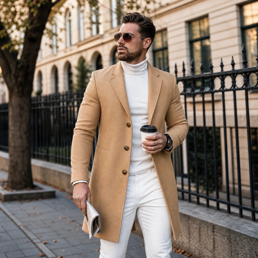 Manteau décontracté uni à revers crantés vintage - Utilisation GLOBALE