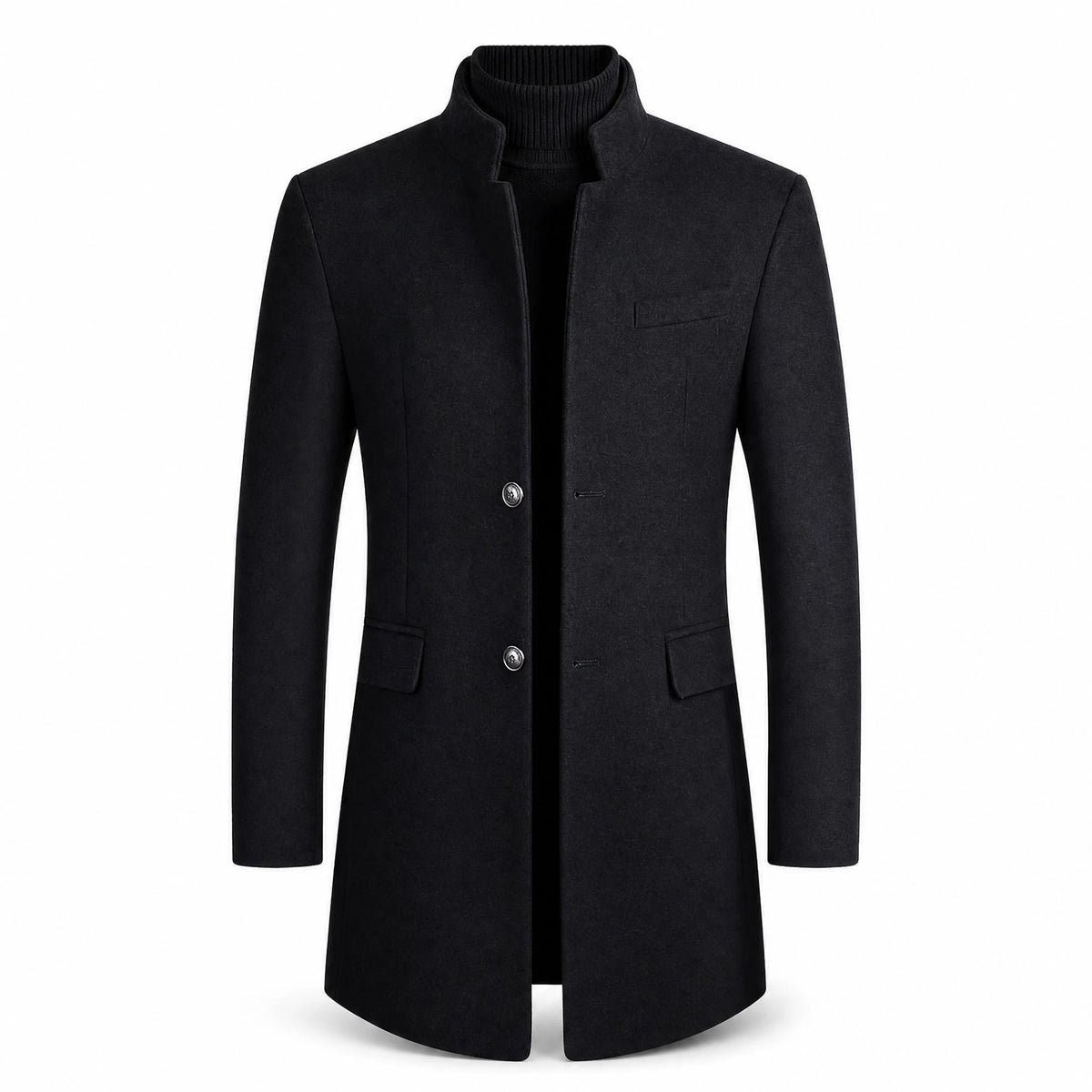 Manteau épais en laine à boutonnage simple vintage - image principale