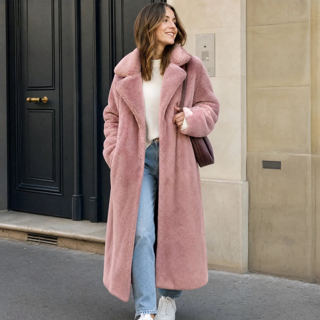 Manteau Fausse Fourrure Femme Long à Grand Col - Utilisation GLOBALE