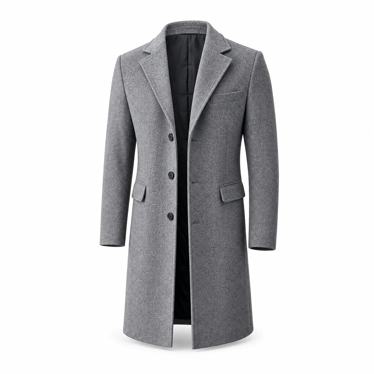 Manteau mi-long uni à revers crantés vintage - image principale
