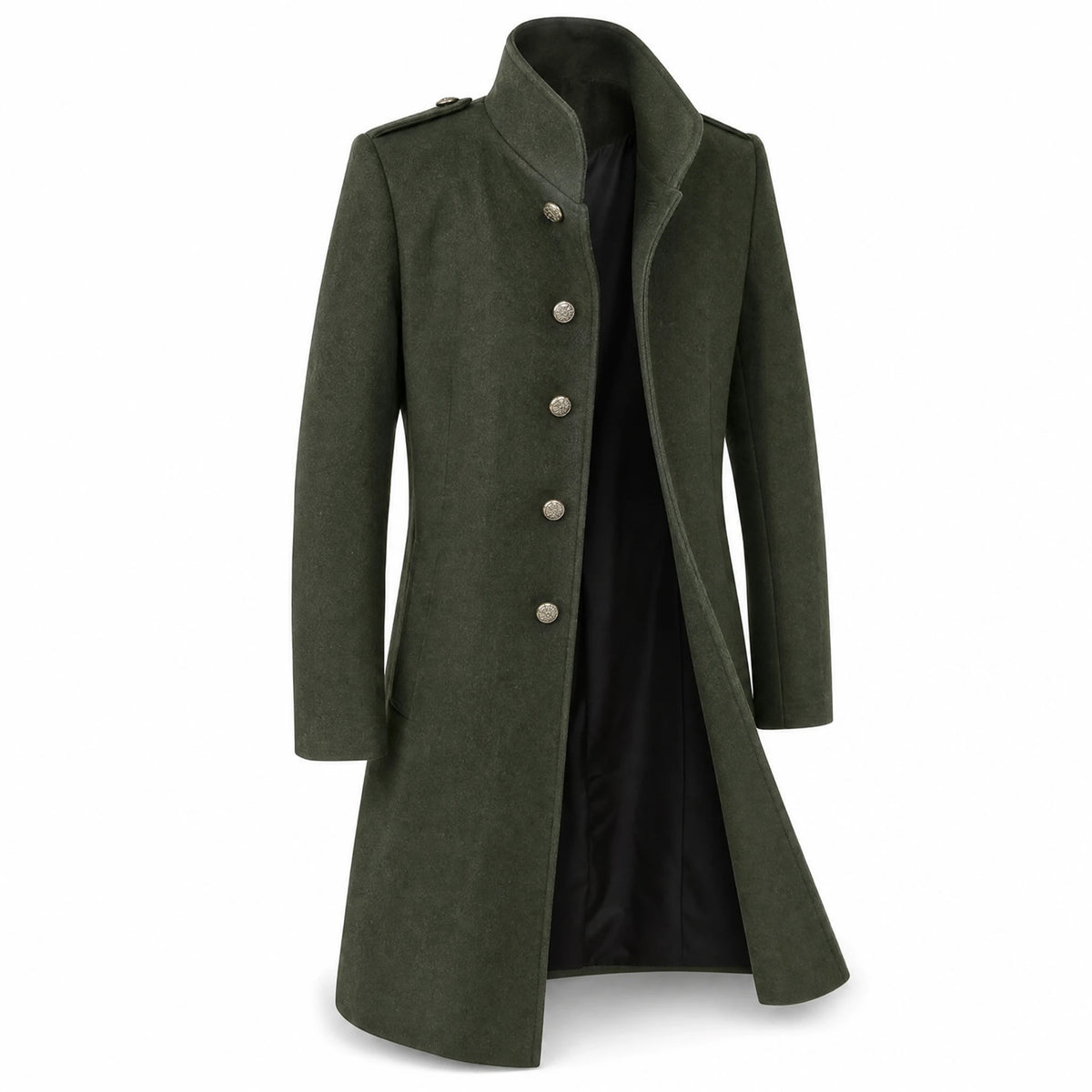 Manteau uni pour homme avec col montant vintage - image principale