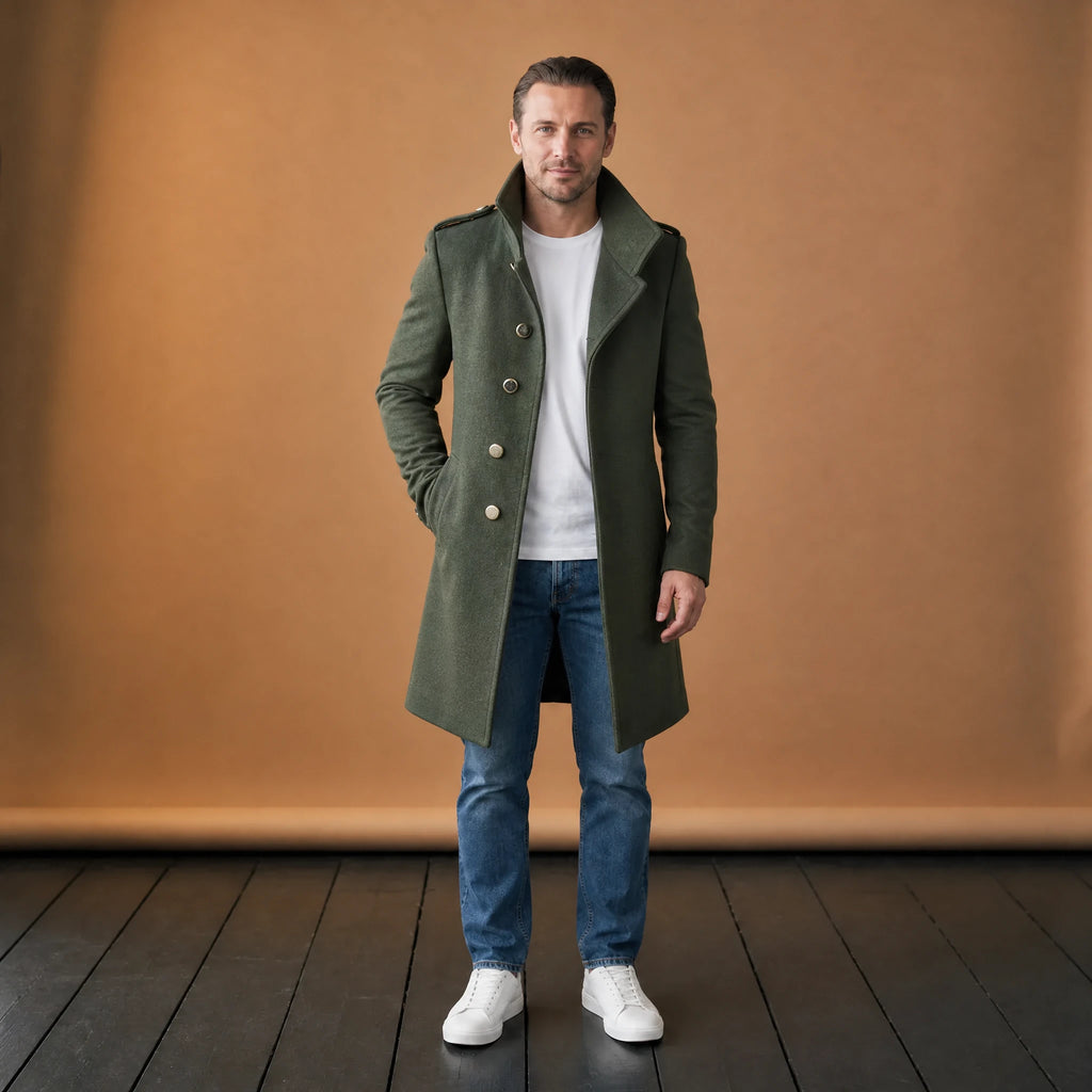Manteau uni pour homme avec col montant vintage - VETEMENT Studio HOMME