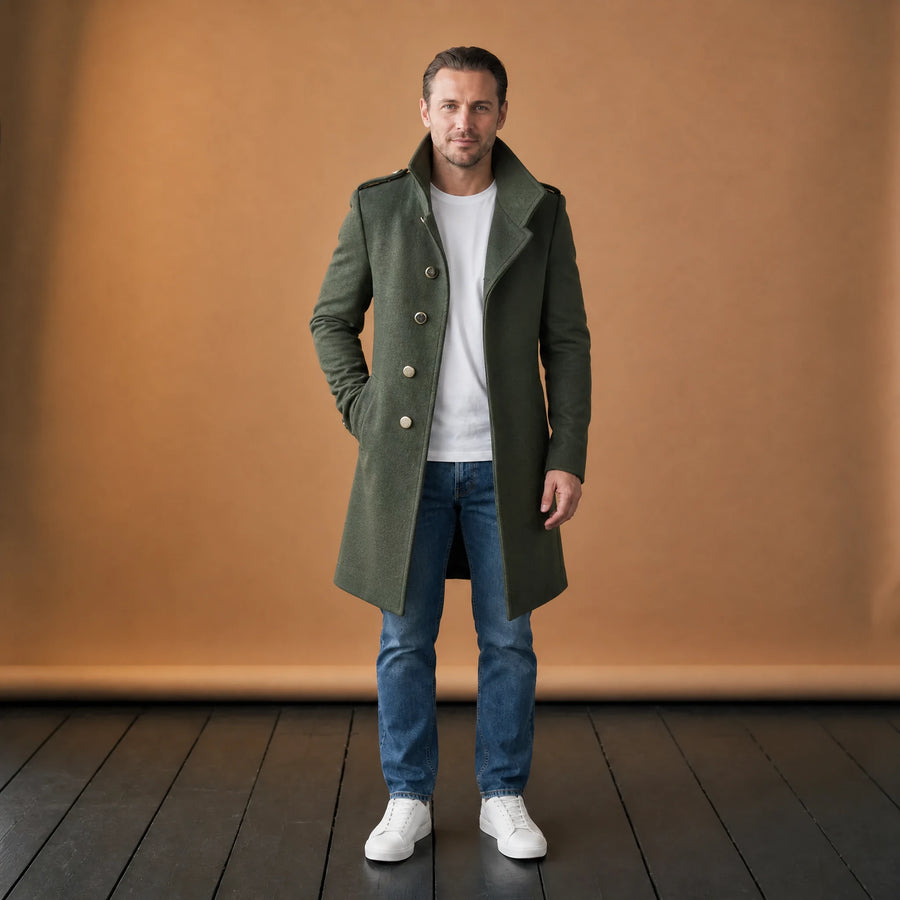 Manteau uni pour homme avec col montant vintage - VETEMENT Studio HOMME