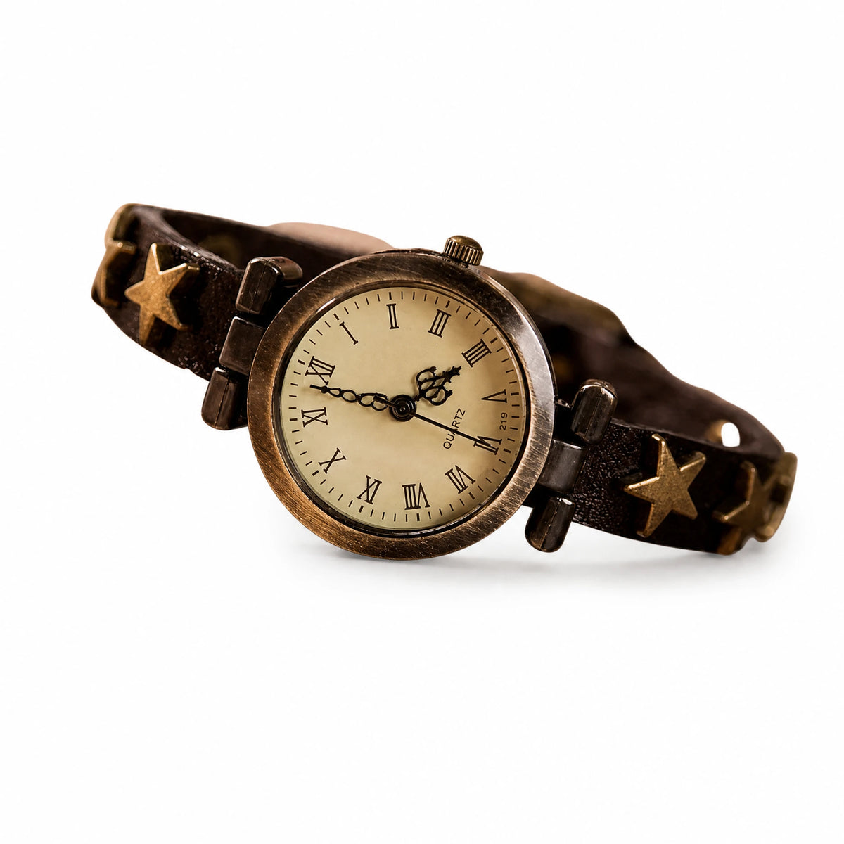 Montre Bracelet Cuir Vintage à Cadran Chiffres Romains - image principale