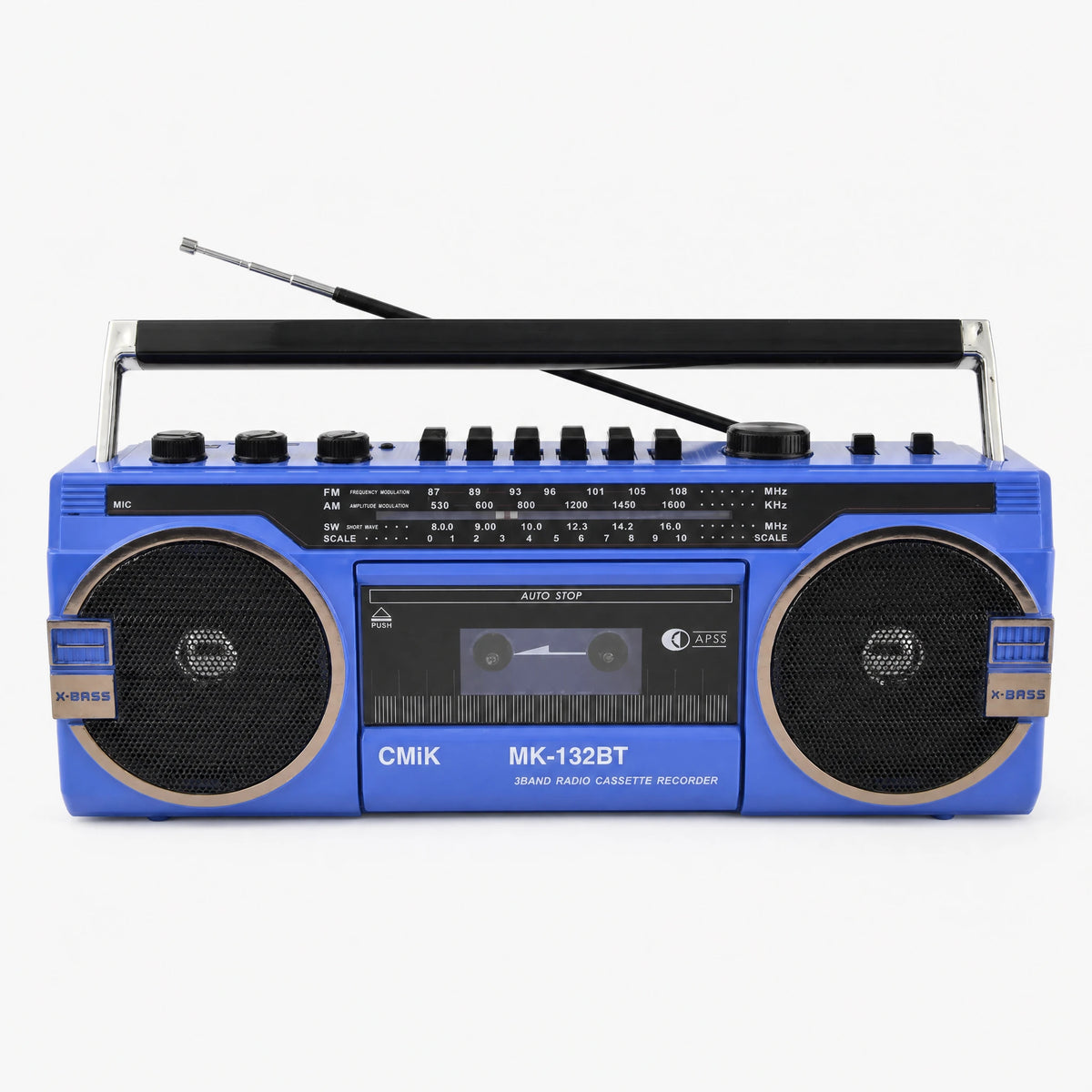 Poste Radio Cassette Rétro Style Années 80 - Bleu