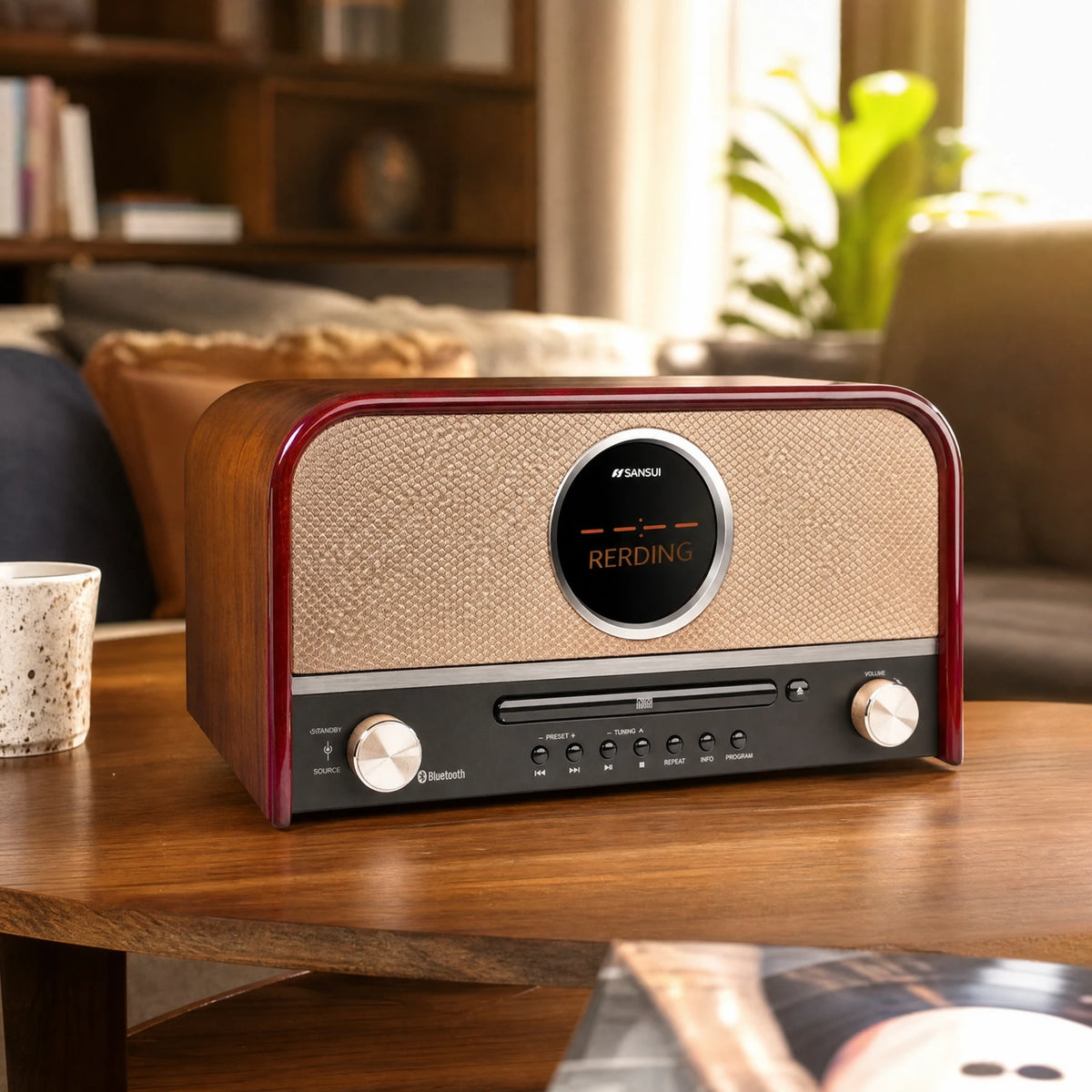 Radio lecteur CD vintage Bluetooth, design rétro bois - OBJETS VARIES