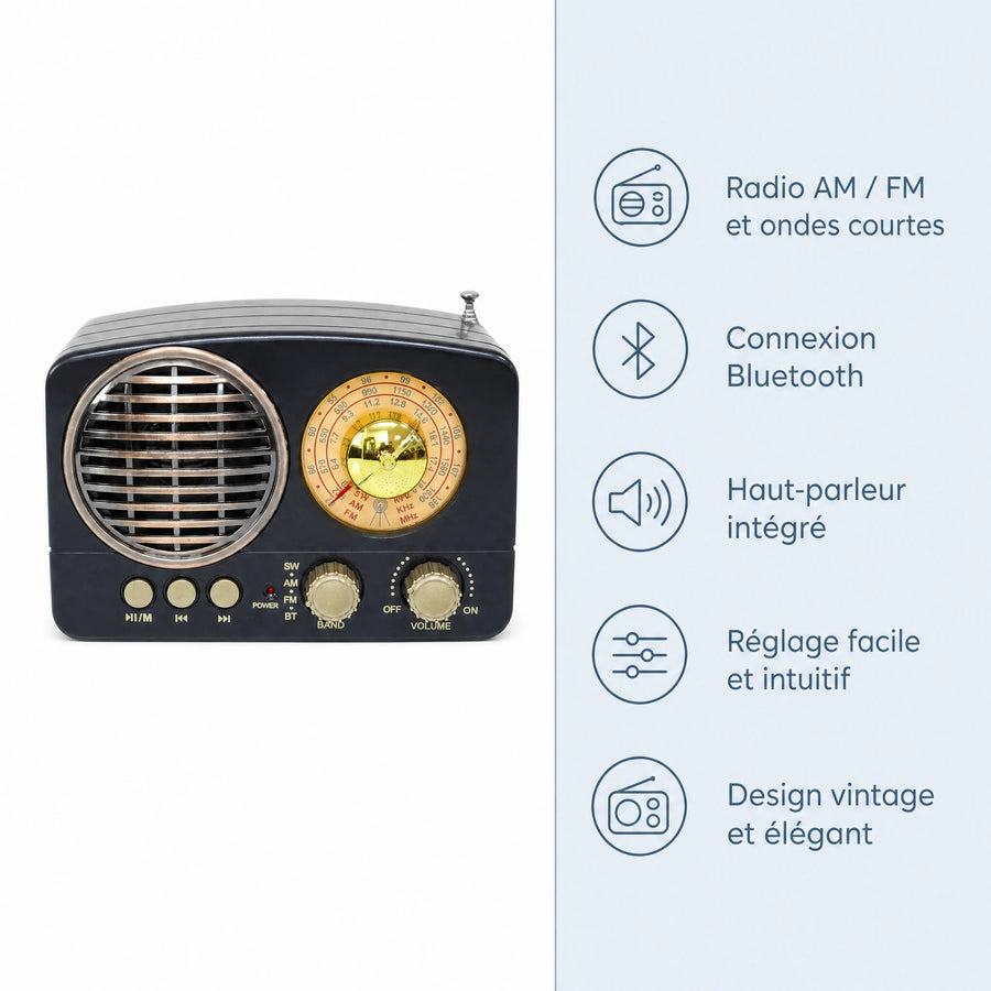 Radio Vintage Design Rétro Bluetooth AM FM - Bénéfices produit