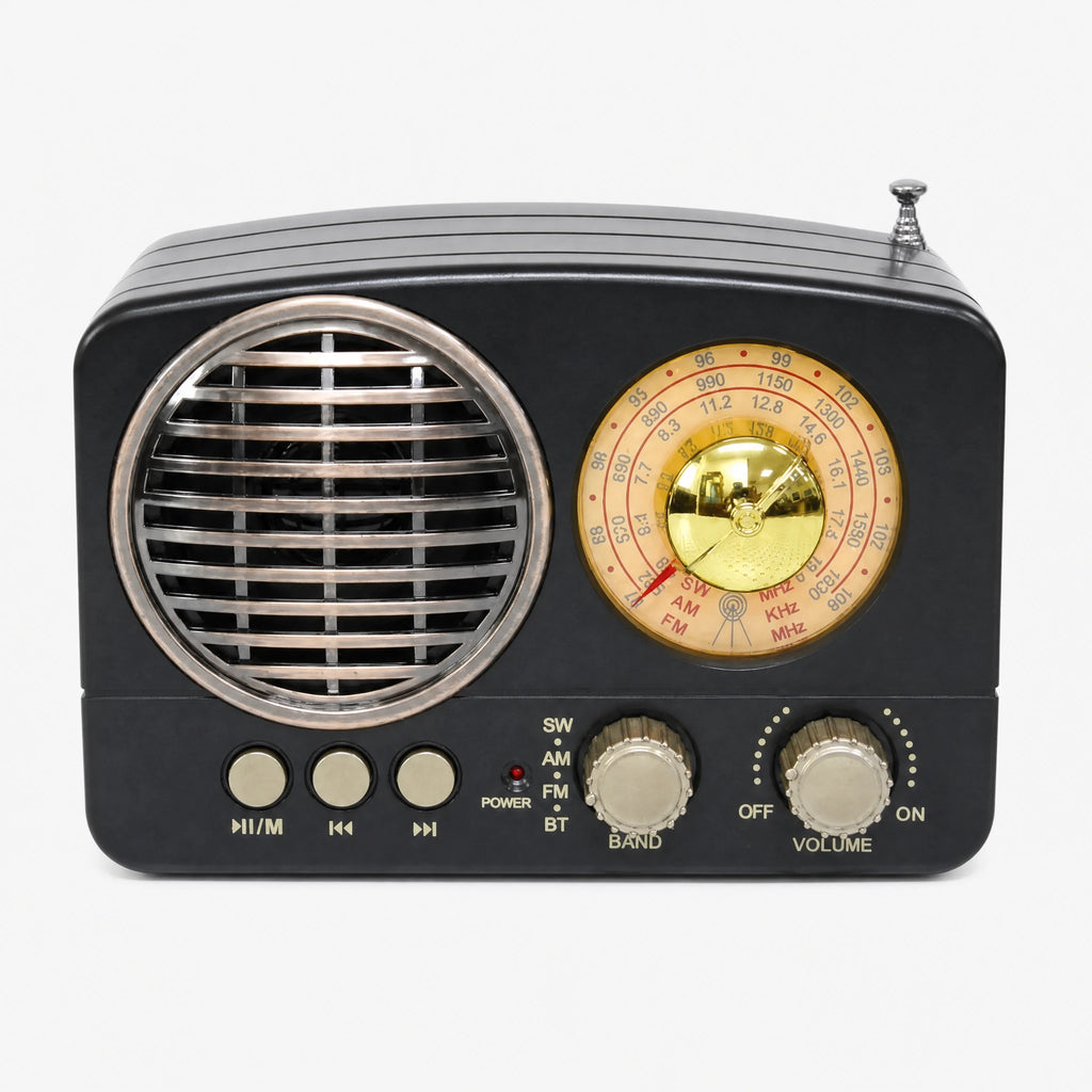 Radio Vintage Design Rétro Bluetooth AM FM - Noir