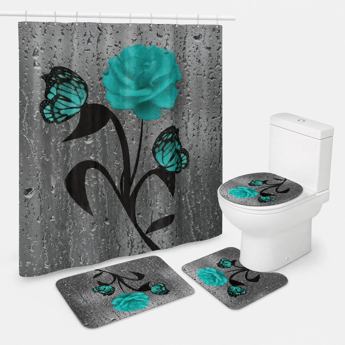 Rideau de Douche Motif Floral Vintage à Effet Aquarelle - B / 180x180cm … (4 tailles)