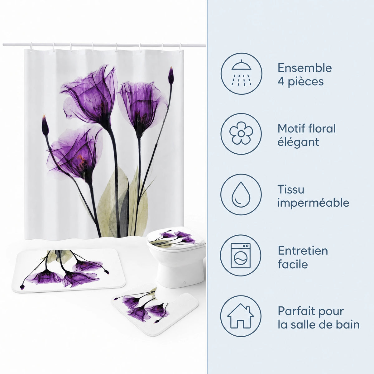 Rideau de Douche Motif Floral Vintage à Effet Aquarelle - Bénéfices produit