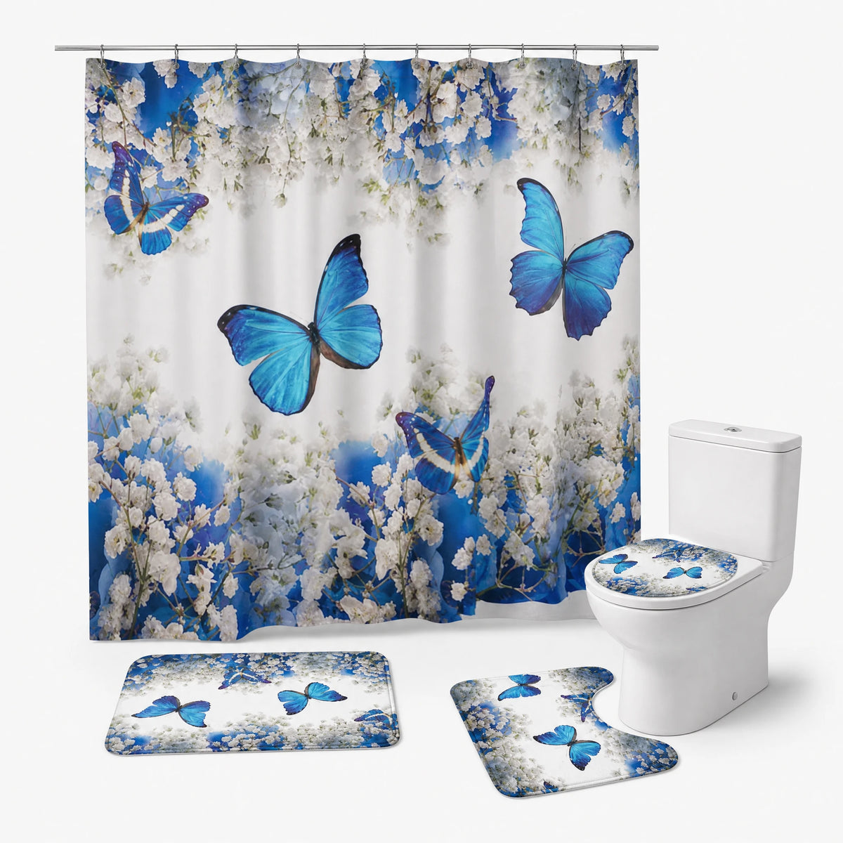 Rideau de Douche Motif Floral Vintage à Effet Aquarelle - D / 180x180cm … (4 tailles)