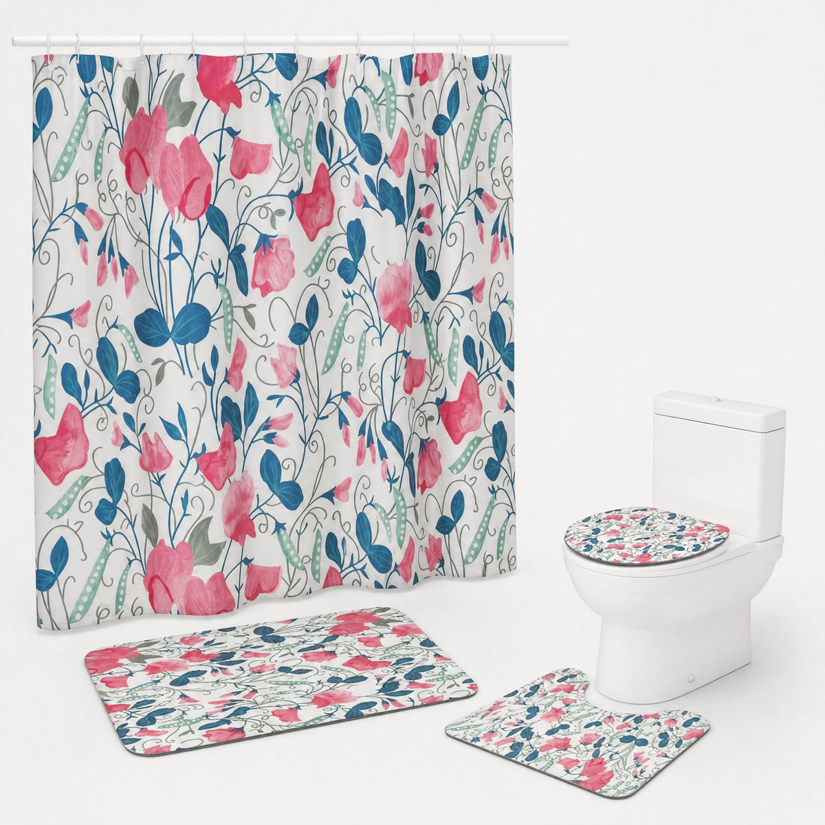 Rideau de Douche Motif Floral Vintage à Effet Aquarelle - E / 180x180cm … (4 tailles)