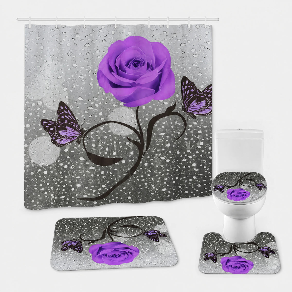 Rideau de Douche Motif Floral Vintage à Effet Aquarelle - J / 180x180cm … (4 tailles)