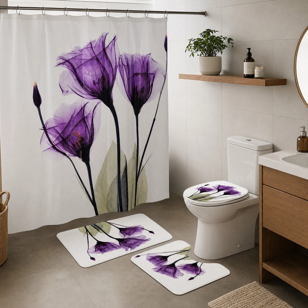 Rideau de Douche Motif Floral Vintage à Effet Aquarelle - OBJETS VARIES