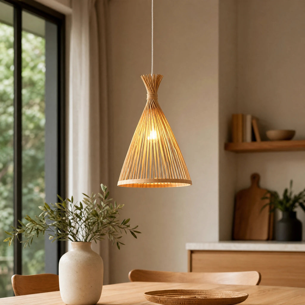 Suspension bambou tressé à la main, style zen naturel - OBJETS VARIES