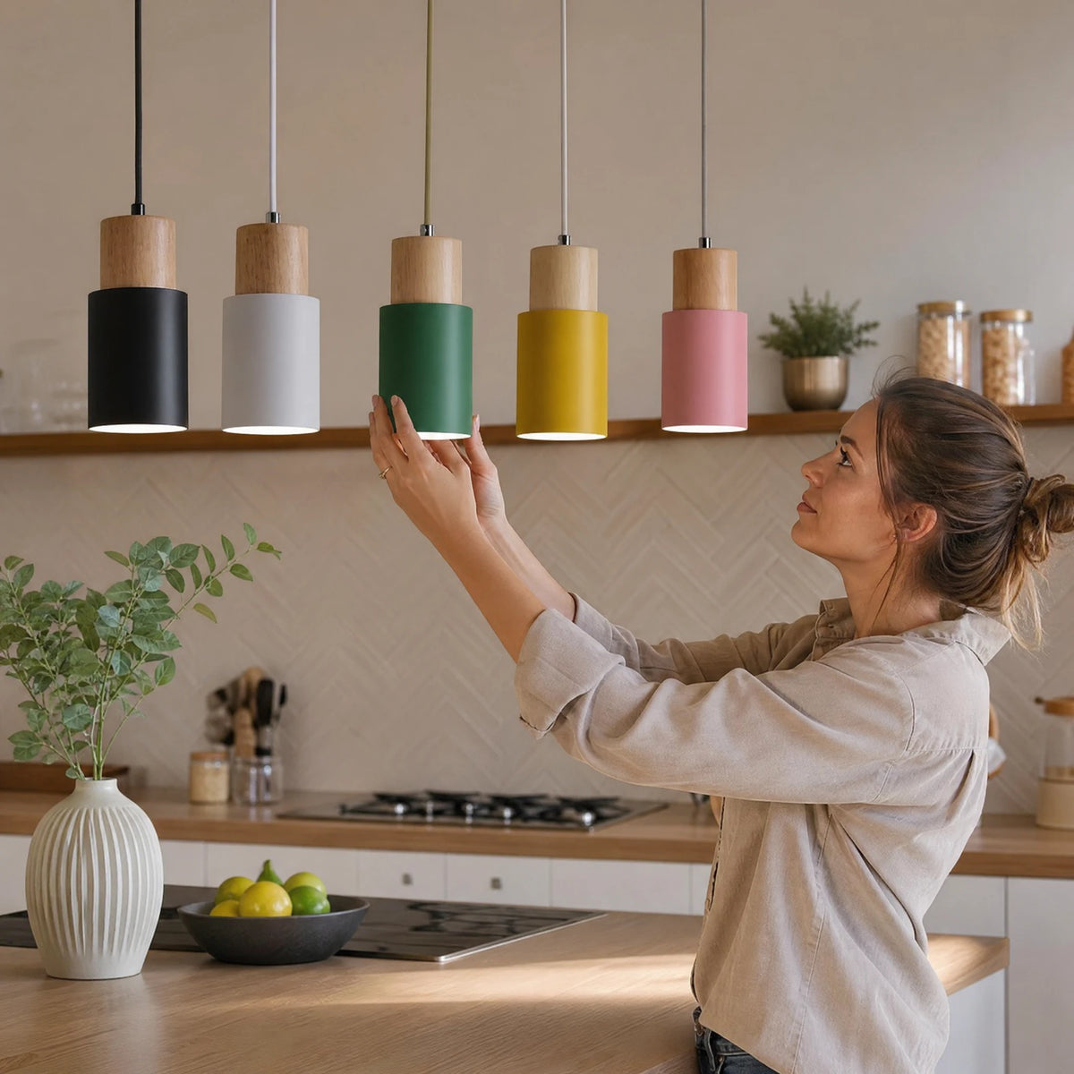 Suspension Bois et Métal Colorée Style Scandinave - Utilisation GLOBALE